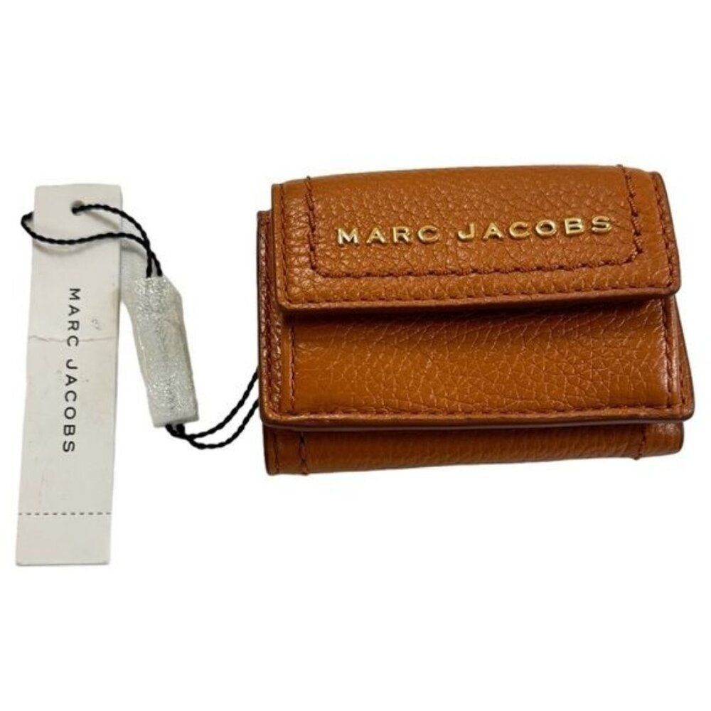 Marc Jacobs Mini Trifold Wallet Smoked Almond Textured Leather NEW Rare Sold Out